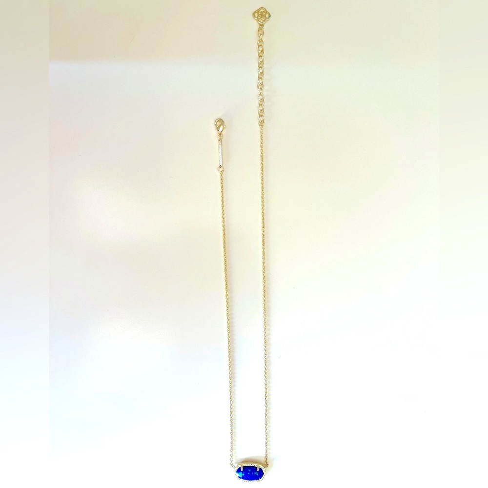 Kendra Scott Elisa Gold Pendant Necklace in Royal Blue Kyocera Opal